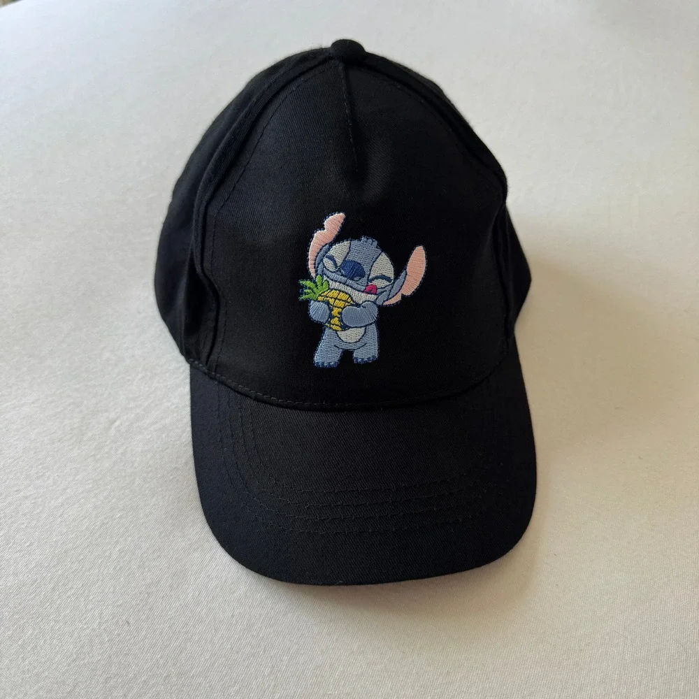 Kids Disney Stitch Pineapple Embroidered Black Baseball Cap Snapback Hat OSFM